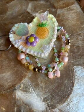 Decoden summer kawaii pink bracelets & key chain/bag charm bundle